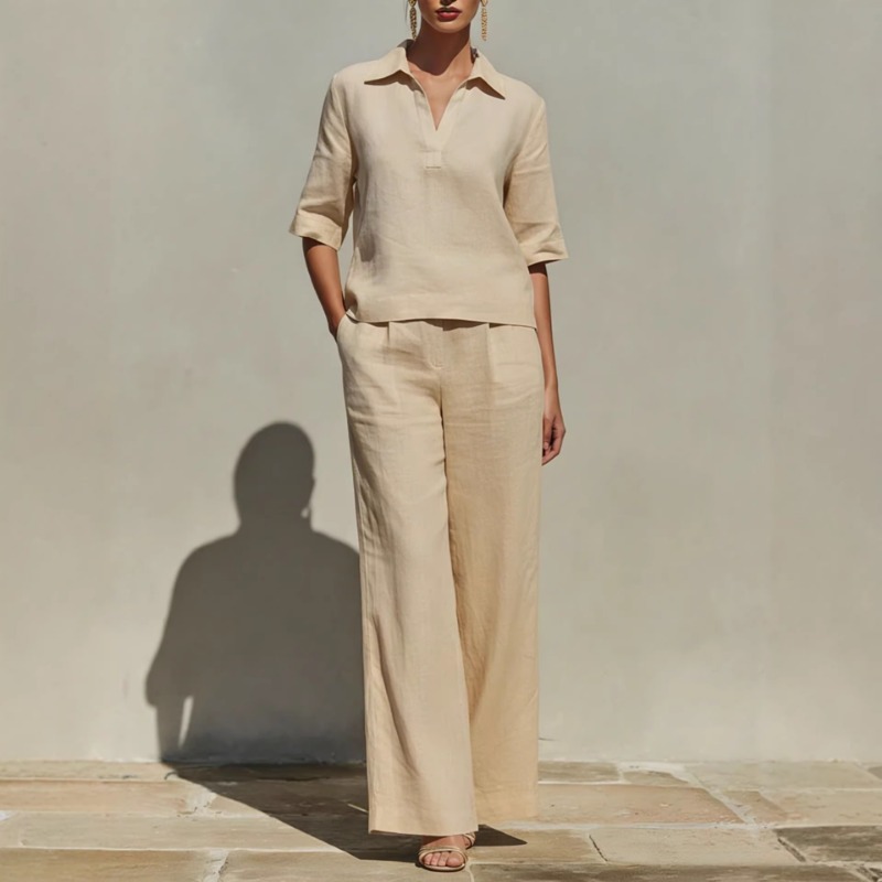 Conjunto de Dos Piezas Minimal - Linen Pant Wide reseña y precio