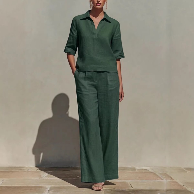 Conjunto de Dos Piezas Minimal - Linen Pant Wide reseña y precio