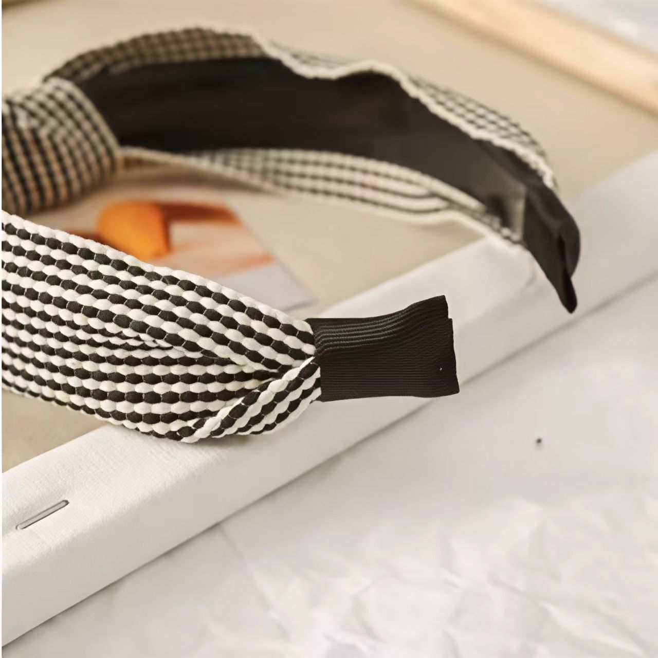 Diadema a cuadros de borde anc - Headband Summer Knit reseña y precio