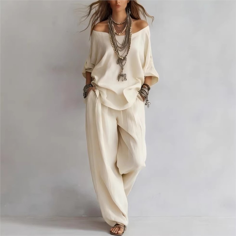 Traje de dos piezas para mujer - Linen Pant Wide reseña y precio
