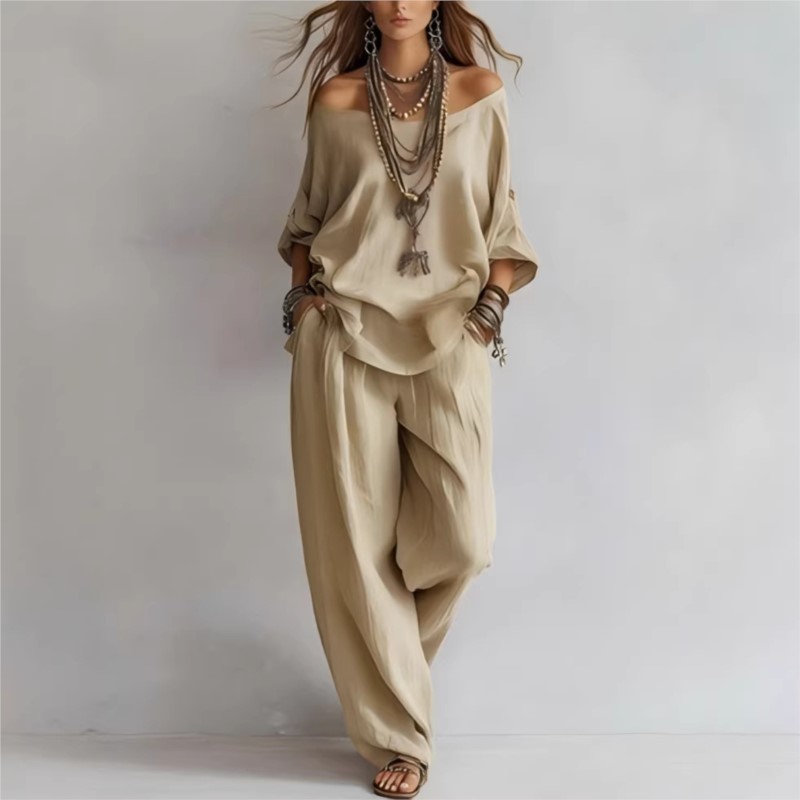 Traje de dos piezas para mujer - Linen Pant Wide reseña y precio