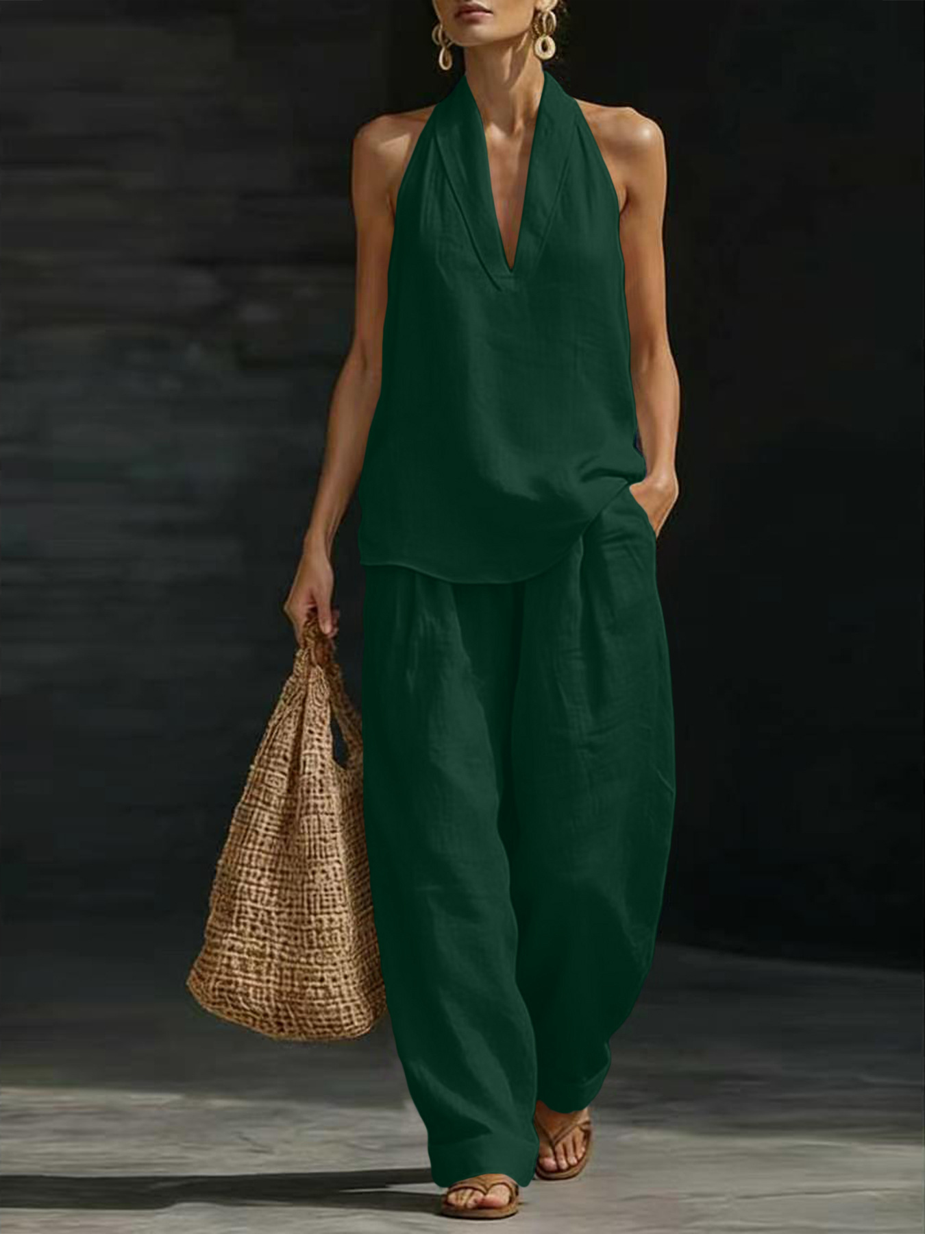 Conjunto de 2 piezas de lino p - Linen Pant Wide reseña y precio