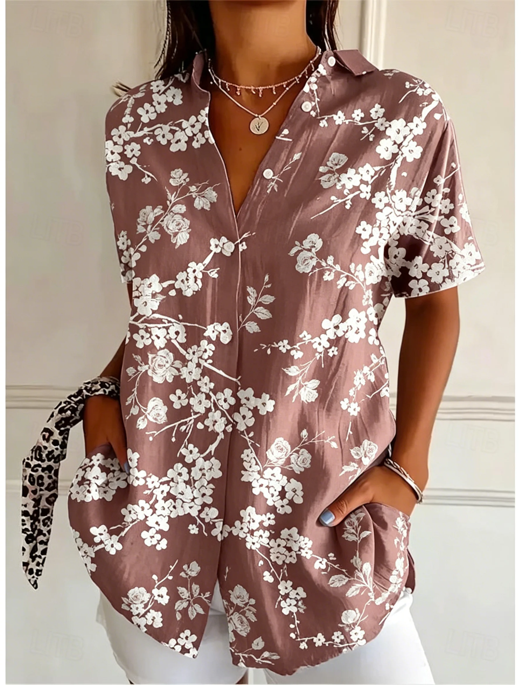 Camisa Casual de Manga Corta c - Romper Floral Print reseña y precio