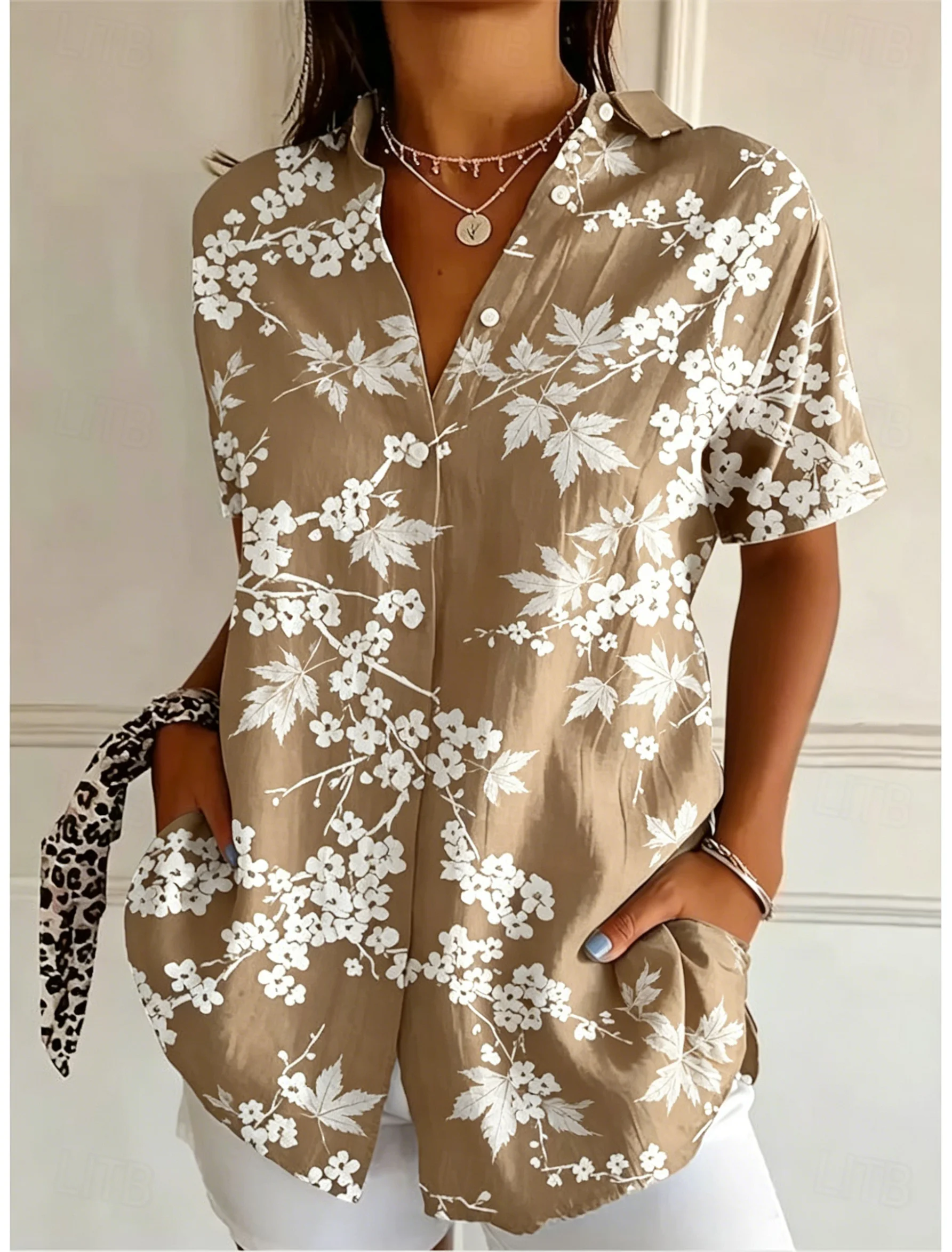 Camisa Casual de Manga Corta c - Romper Floral Print reseña y precio