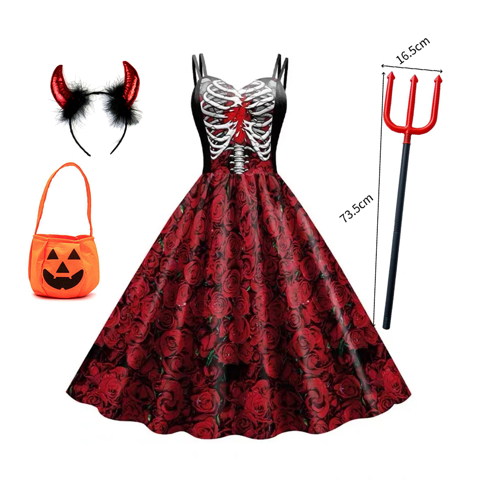Vestido de Disfraz de Cosplay  - Romper Floral Print reseña y precio